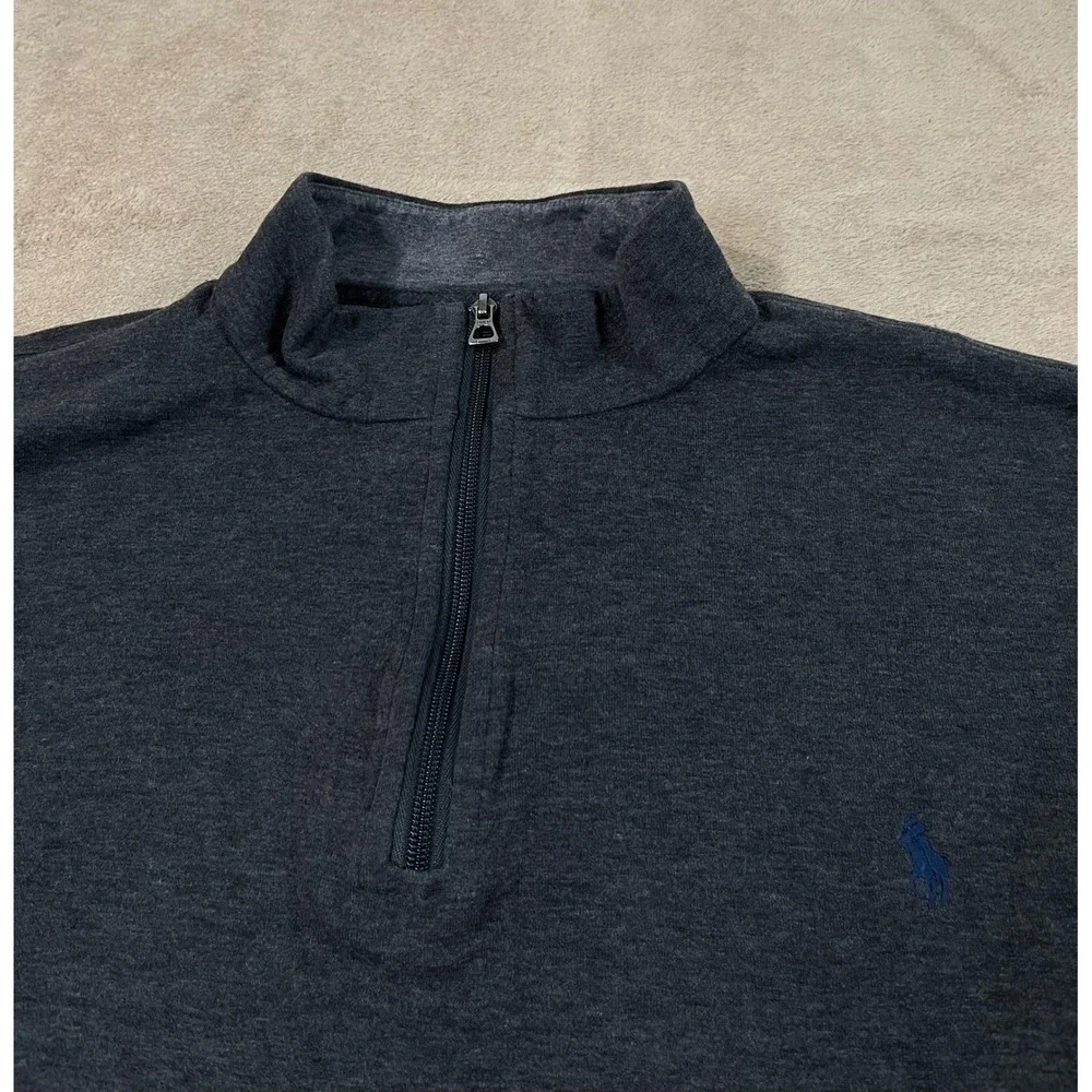 Polo Ralph Lauren Pullover Men's size L Tall Gray Heather Pony Logo 1/2 Zip EUC